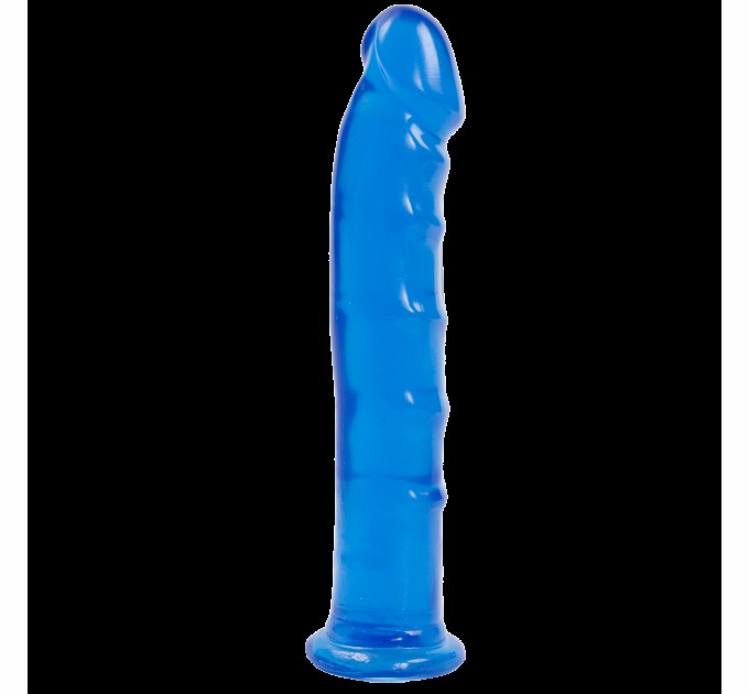 Фаллоимитатор Doc Johnson Jelly Jewels Dong and Suction Cup Blue, диаметр 3,6см, антибактериальный ПВХ