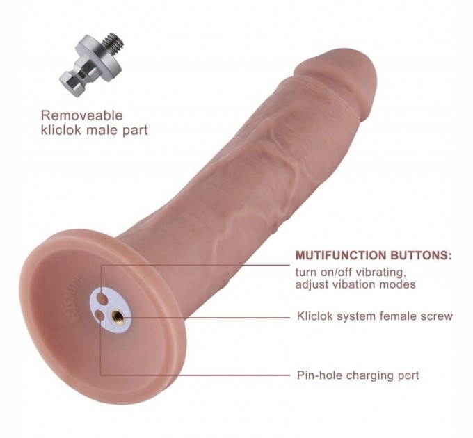 Фаллоимитатор 10.2″ с вибрацией для секс-машин Hismith Silicone Dildo with Vibe съемный коннектор