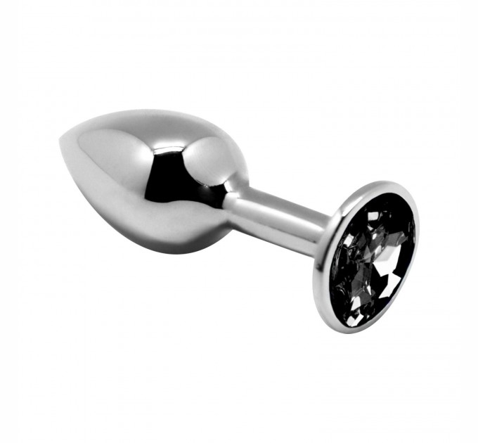 Металлическая анальная пробка с кристаллом Alive Mini Metal Butt Plug Black L