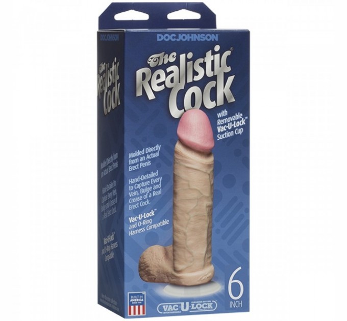 Фаллоимитатор Doc Johnson The Realistic Cock 6 inch White - PVC, Vack-U-Lock, диаметр 4,3см