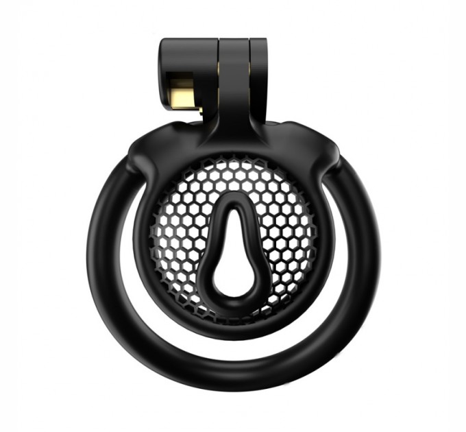 Мужской пояс верности 3D Mini Chastity Cage ZX-1Z Flat Ring Arc-shaped ring Black Bdsm4u