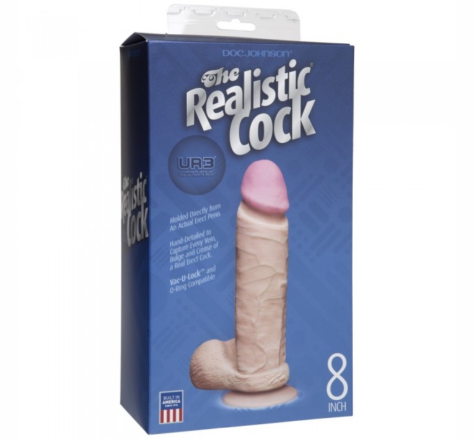 Фаллоимитатор Doc Johnson The Realistic Cock 8 inch White - ULTRASKYN, Vack-U-Lock, диаметр 5,1см