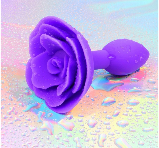 Силиконовая фиолетовая анальная втулка в виде розы We Love