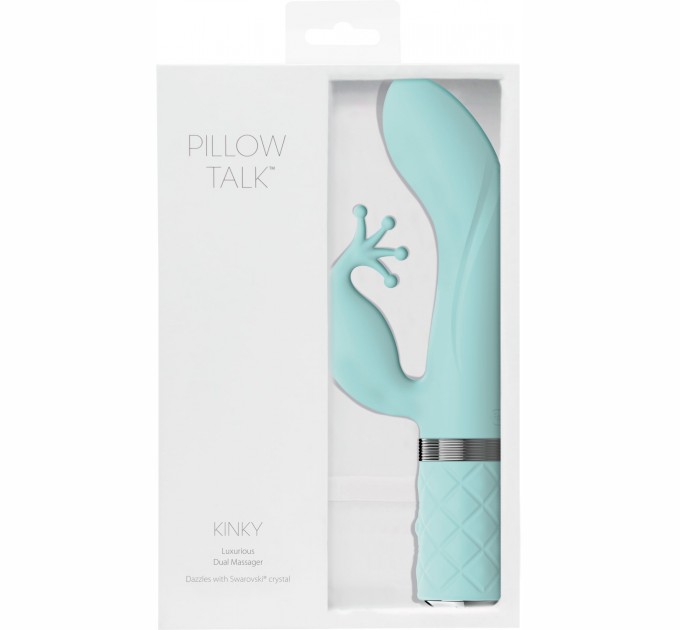 Роскошный вибратор-кролик Pillow Talk - Kinky Teal с кристаллом Сваровски, мощный