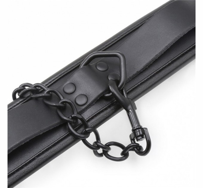 Стильный черный бдсм набор Vscnovelty Luxury Leather Bondage Kit 3 Pieces