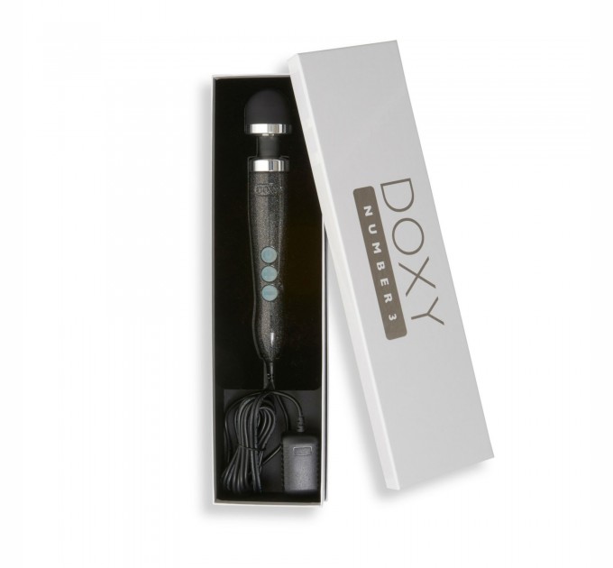 Вибромассажер DOXY Number 3 Disco Black, очень мощный, питание 220В, металлический корпус