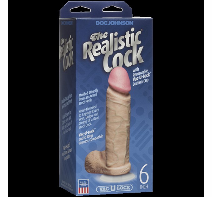 Фаллоимитатор Doc Johnson The Realistic Cock 6 inch White - PVC, Vack-U-Lock, диаметр 4,3см