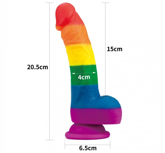 Фаллоимитатор на присоске радужный Lovetoy LGBT Prider Dildo 8.0