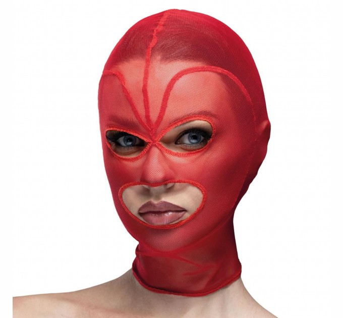 Маска сердце сетка с открытым ртом и глазами Feral Feelings Hearts Mask Red