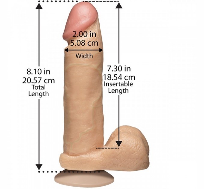 Фаллоимитатор Doc Johnson The Realistic Cock 8 inch White - PVC, Vack-U-Lock, диаметр 5,1см