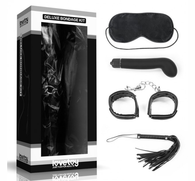 Набор для сексуальных бдсм игр Lovetoy Deluxe Bondage Kit (маска, вибратор, наручники, плеть)