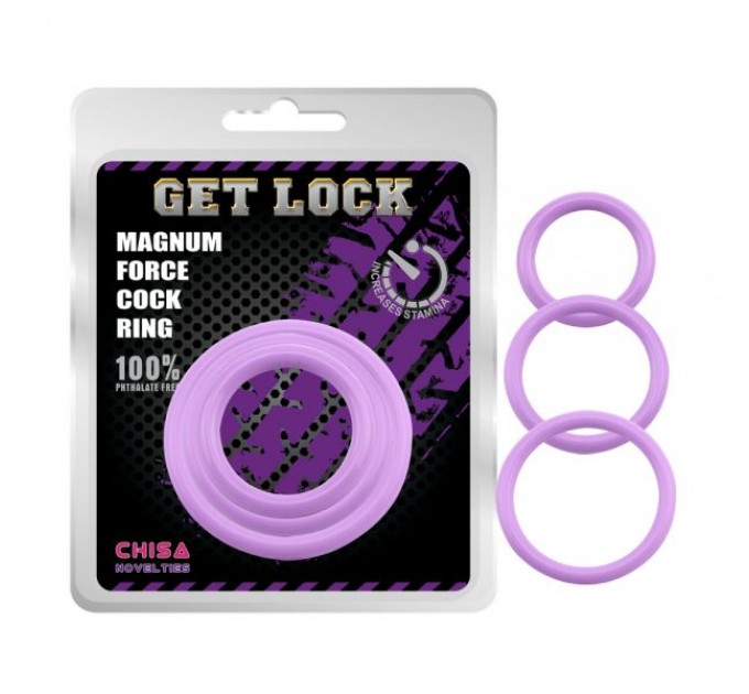 Эрекционные кольца разного размера сиреневые Chisa Magnum Force Cock Ring