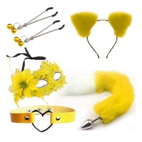 Набор для сексуальных игр Sexy Cat Ears Fox Tail Cosplay Sex Party Accessories Yellow Bdsm4u