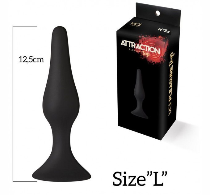 Анальная пробка на присоске MAI Attraction Toys №34 Black длина 12,5см диаметр 3,2см
