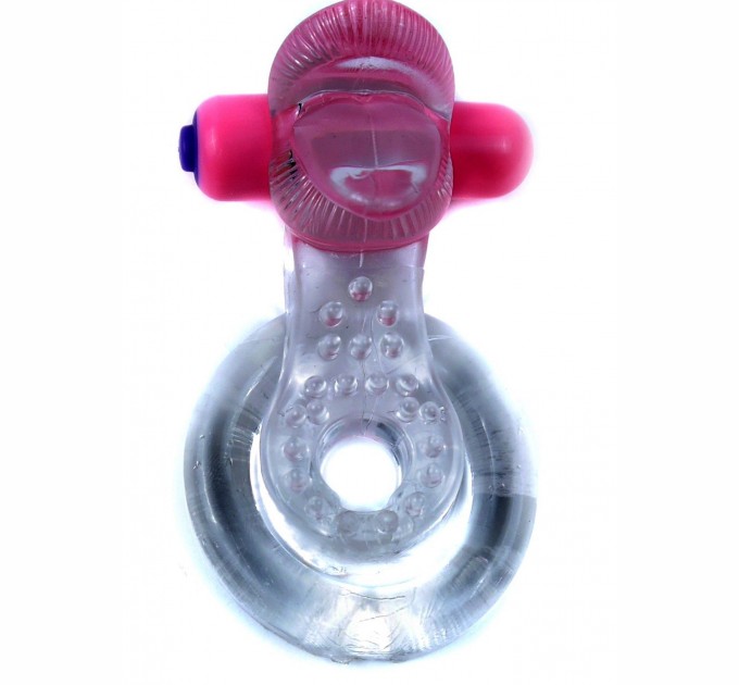 Эрекционное вибро кольцо BOYS of TOYS Tongue Vibro Cock Ring 9,5 см Clear BS6700051