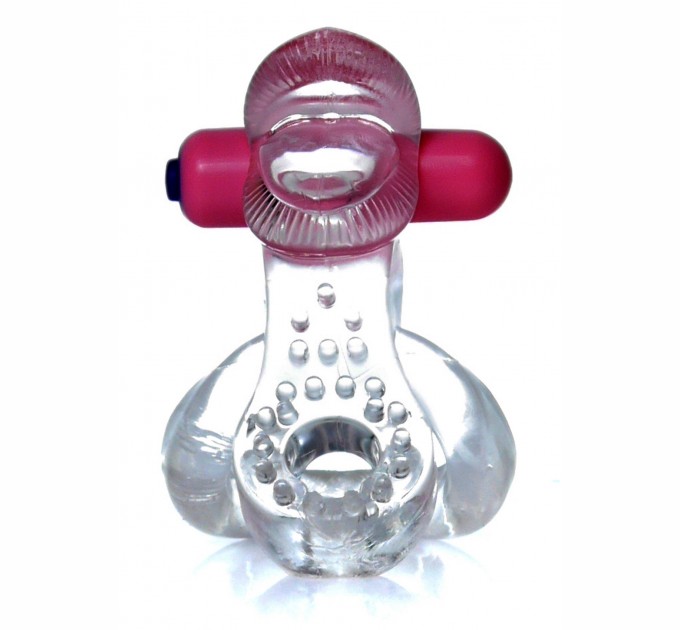 Эрекционное вибро кольцо BOYS of TOYS Tongue Vibro Cock Ring 9,5 см Clear BS6700051