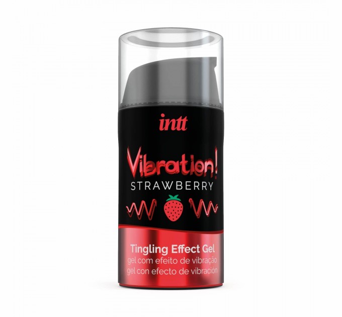 Жидкий вибратор Intt Vibration Strawberry 15 мл густой гель очень вкусный действует до 30 минут
