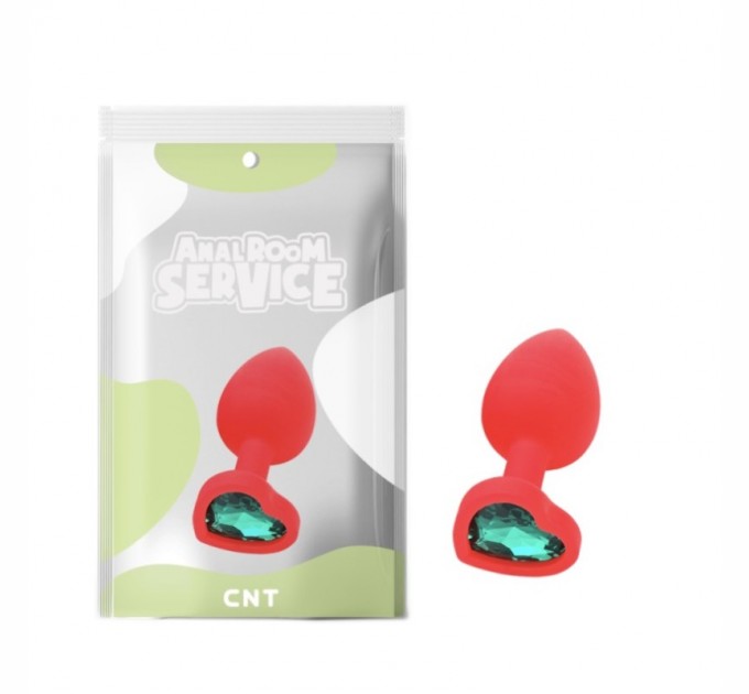 Силиконовая анальная пробка с зеленым кристаллом Love Red Diamond Plug Small Cnt