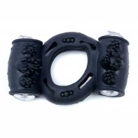 Эрекционное вибро кольцо BOYS of TOYS Vibrating Cock Ring Double Black BS6700037