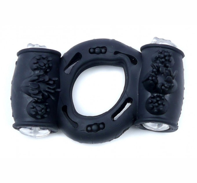 Эрекционное вибро кольцо BOYS of TOYS Vibrating Cock Ring Double Black BS6700037