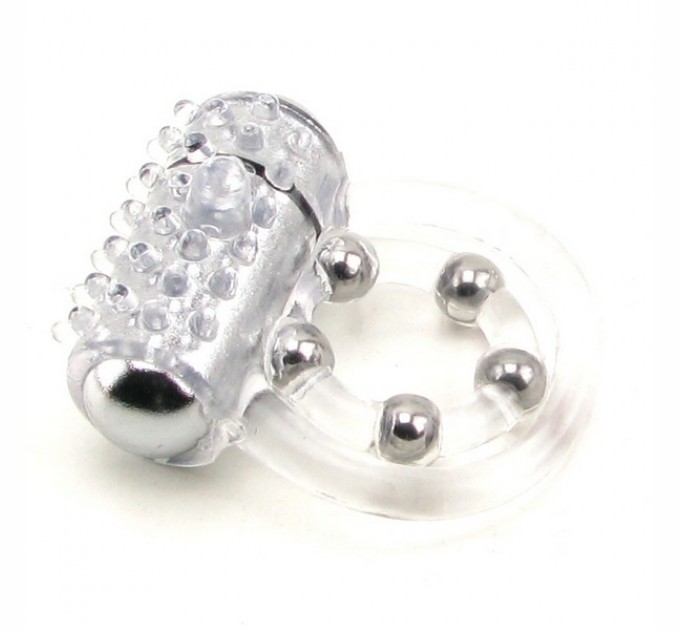 Виброкольцо California Exotic Novelties Maximus Ring 5 Stroker Beads Прозрачное