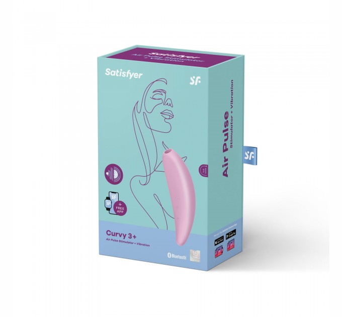 Мощный вакуумный клиторальный стимулятор Satisfyer Curvy 3+ с управлением через интернет