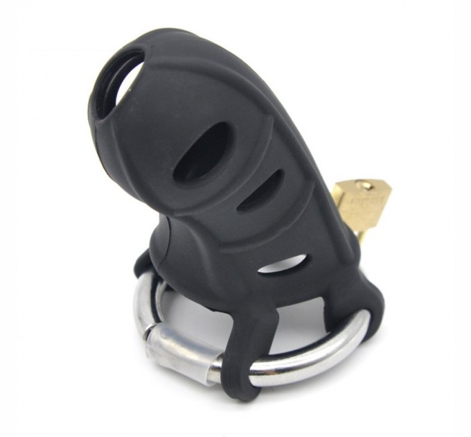 Мужской силиконовый пояс верности Bdsm4u черный Male Silicone Chastity Cage