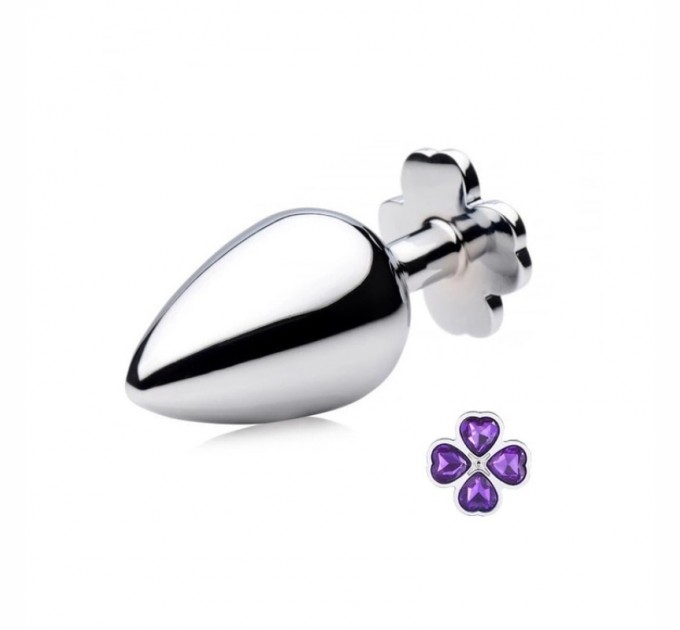 Анальная пробка Metal Clover Butt Plug Jewelry Small Purple Bdsm4u