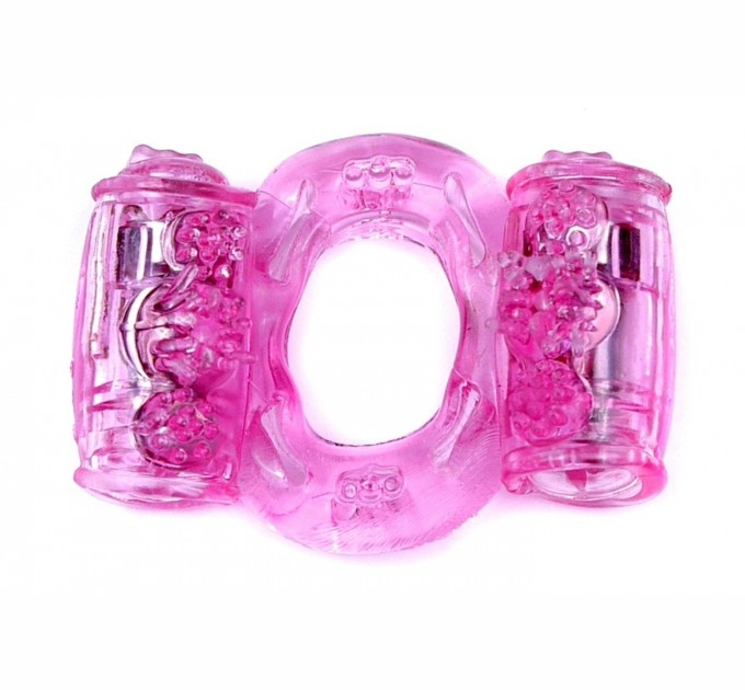 Эрекционное вибро кольцо BOYS of TOYS Vibrating Cock Ring Double Pink BS6700033