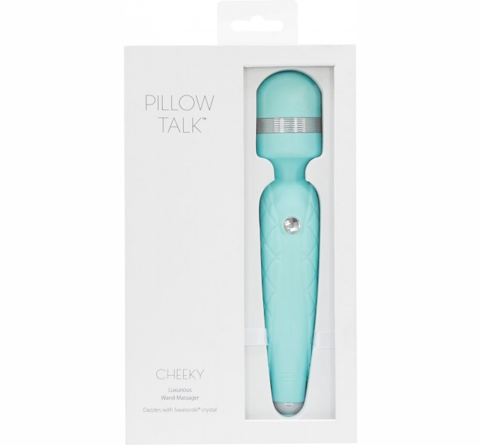 Роскошный вибромассажер PILLOW TALK - Cheeky Teal с кристаллом Swarovsky, плавное повышение мощности