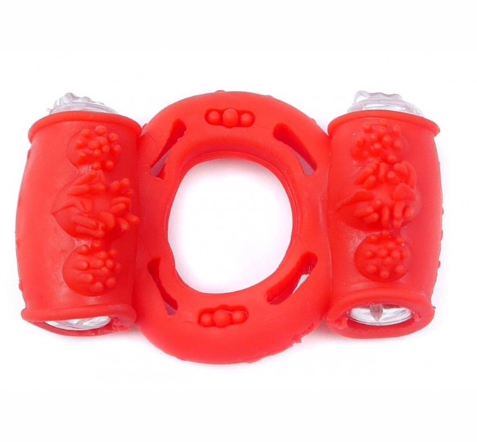 Эрекционное вибро кольцо BOYS of TOYS Vibrating Cock Ring Double Red BS6700036