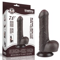 Фаллоимитаор на присоске Sliding Skin Dual Layer Dong Black 7.0 Lovetoy