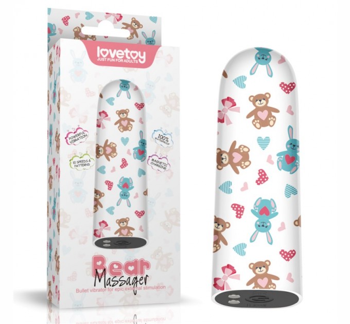 Компактный вибратор с принтом Lovetoy Rechargeable Bear Massager