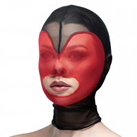 Маска сердце сетка с открытым ртом Feral Feelings Hearts Mask Black-Red