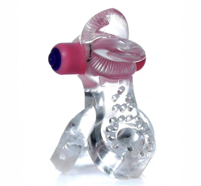 Эрекционное вибро кольцо BOYS of TOYS Tongue Vibro Cock Ring 9,5 см Clear BS6700051