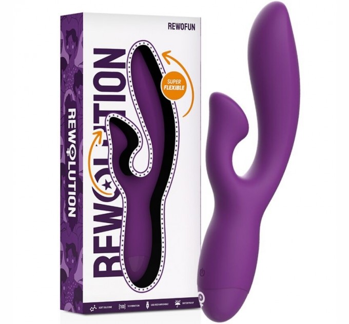 Двойной вибратор фиолетовый Rewolution Rewofun Flexible Rabbit Vibrator