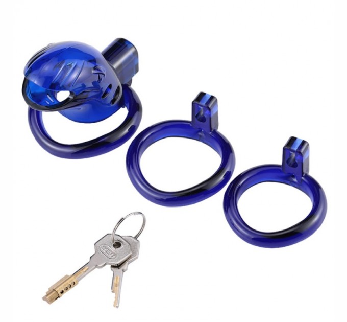 Пояс верности для мужчин в форме рыбки Resin Chastity Device Blue Bdsm4u