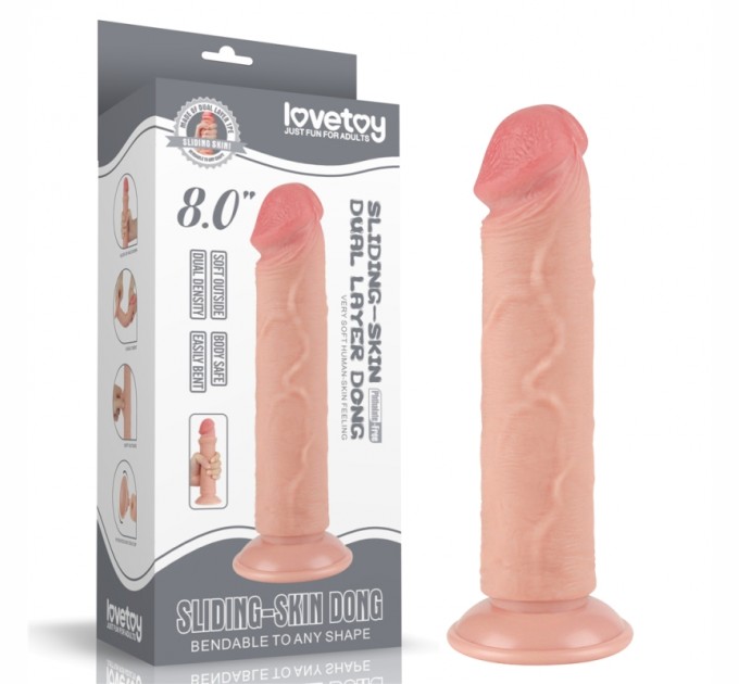 Фаллоимитатор с кожей на присоске Sliding Skin Dual Layer Dong Flesh 8.0 Lovetoy