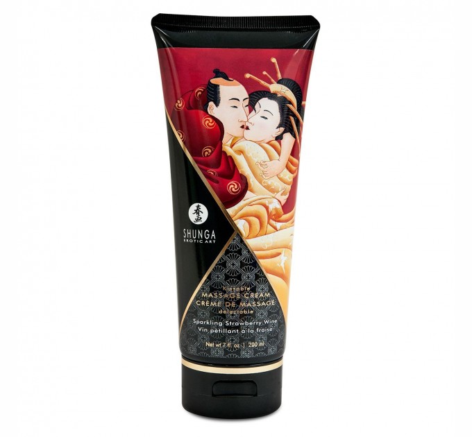 Съедобный массажный крем Shunga Kissable Massage Cream - Sparkling Strawberry Wine 200 мл