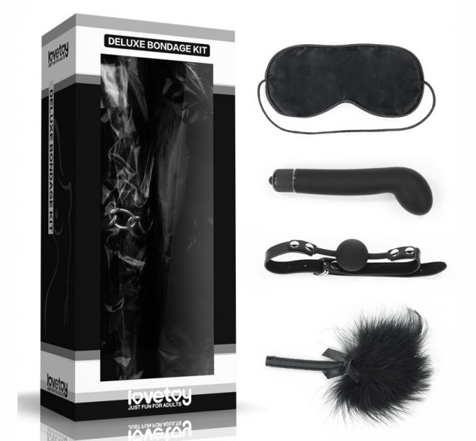 Набор для сексуальных бдсм игр Lovetoy Deluxe Bondage Kit (маска, g-вибратор, кляп, тиклер)