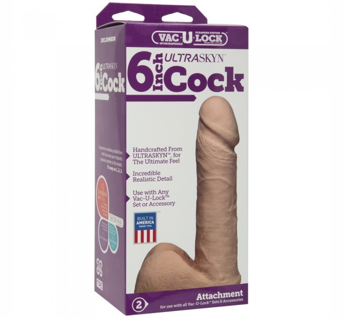 Фаллоимитатор Doc Johnson Vac-U-Lock - 6 Inch ULTRASKYN Cock White, диаметр 4,3см