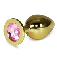 Золотая анальная пробка с светло-розовым камнем Rosebud Anal Plug Large Bdsm4u