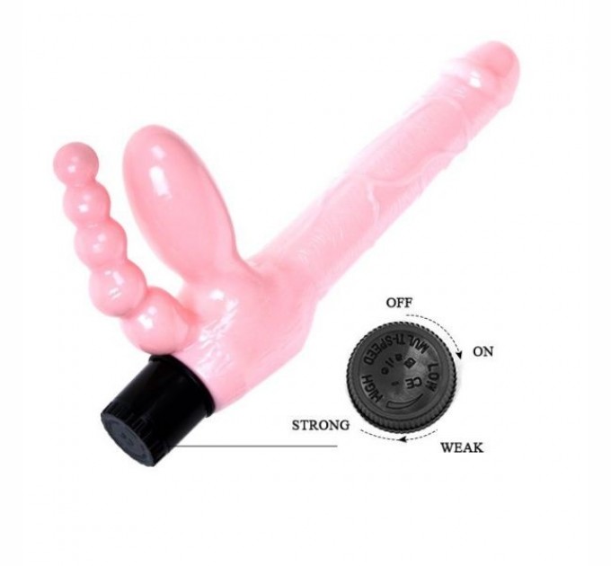 Страпон Lybaile безремневой анально-вагинальный Super Strapless Dildo Розовый