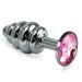 Рельефная анальная пробка с розовым камнем Lovetoy Rosebud Spiral Metal Plug 10 см Серебро