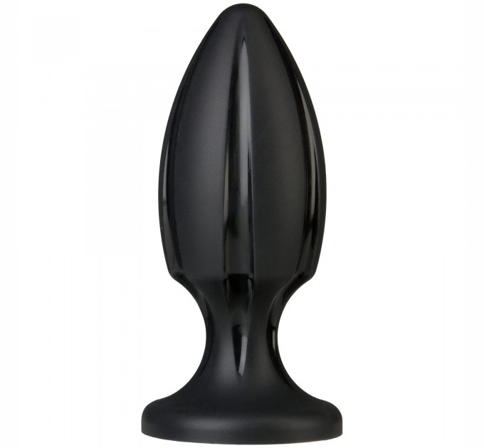 Анальный плаг с каналами для смазки Doc Johnson Platinum Premium Silicone - The Rocket - Black