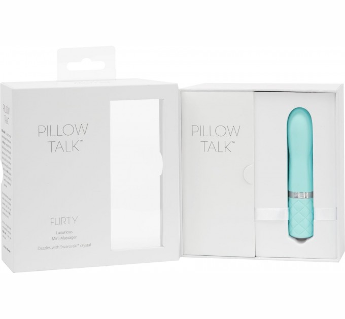 Роскошный вибратор PILLOW TALK - Flirty Teal с кристаллом Сваровски, гибкая головка