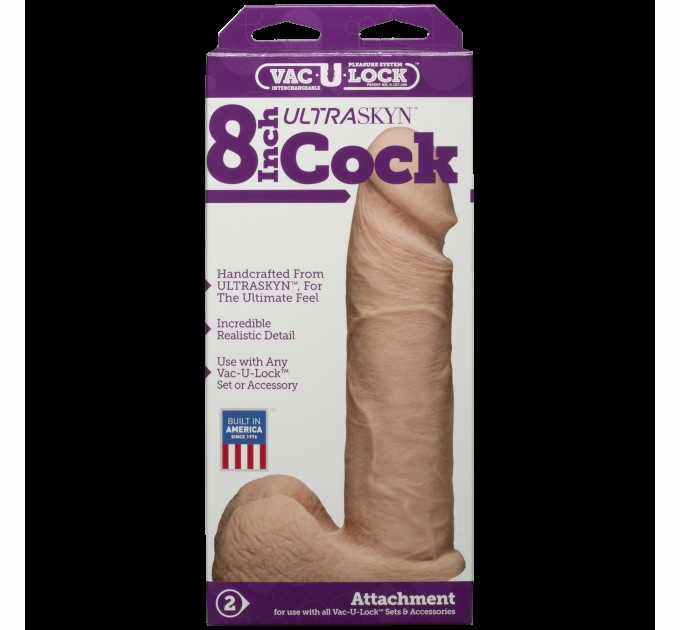 Фаллоимитатор Doc Johnson Vac-U-Lock - 8 Inch ULTRASKYN Cock White, диаметр 5,1см