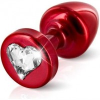Анальная пробка со стразом Diogol Anni R Heart Red Кристалл 30мм