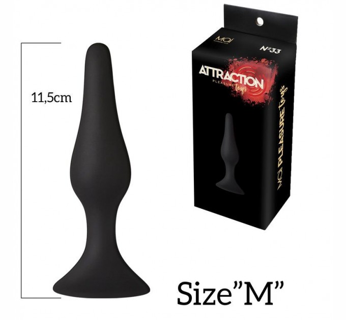 Анальная пробка на присоске MAI Attraction Toys №33 Black длина 11,5cм диаметр 3см