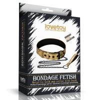Золотичный ошейник Lovetoy Bondage Fetish Metallic Gold Pup Collar With Leash